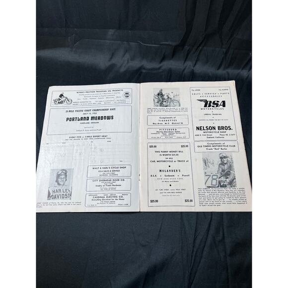 NATIONAL CHAMPIONSHIP MOTORCYCLE RACES SAN MATEO CALIFORNIA 1952 VINTAGE BOOK - Picture 8 of 12